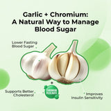 Advertisement for nutrifactor glucofactor supplement with health benefits on a light green background