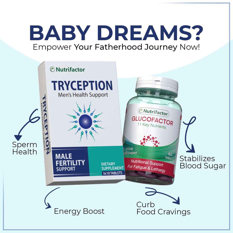 مجموعة Tryception &amp; Glucofactor لدعم الخصوبة ومرض السكري عند الرجال