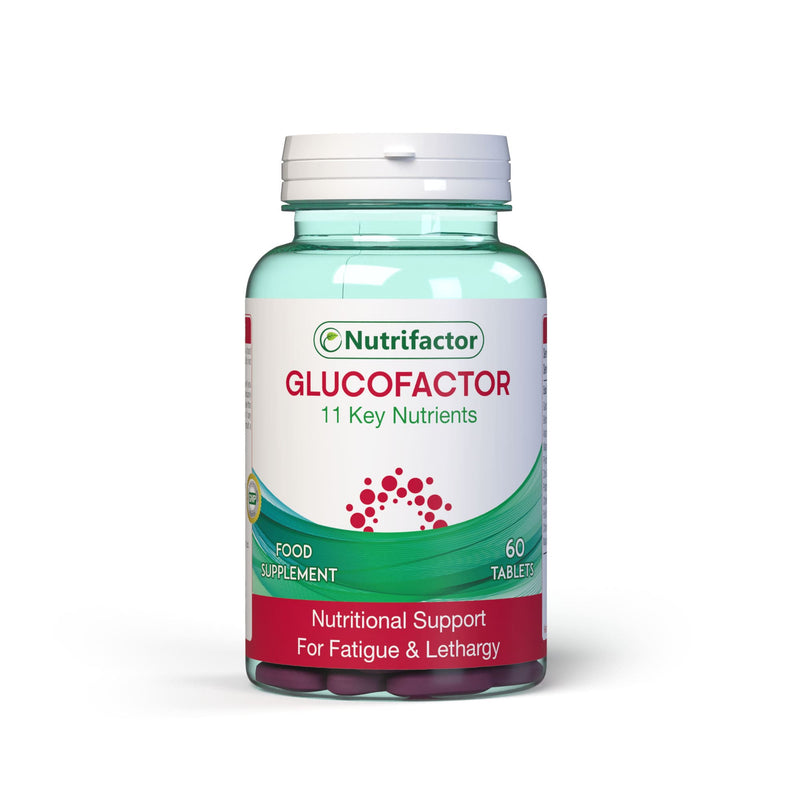 Nutrifactor Glucofactor supplement bottle on a white background
