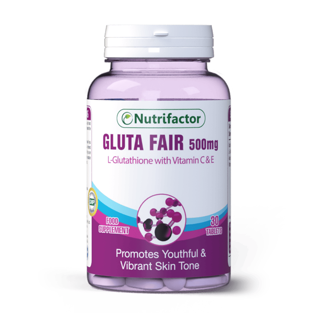 Shop Gluta Fair with Glutathione 500mg, Vitamin C & E for Antioxidant Support Nutrifactor Gulf Shop Gluta Fair with Glutathione 500mg, Vitamin C & E for Antioxidant Support Nutrifactor Gulf