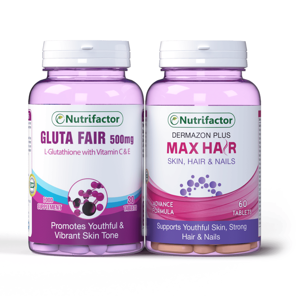 Gluta Fair + Max Hair - Healthy Hair & Skin Combo Nutrifactor Gulf Gluta Fair + Max Hair - Healthy Hair & Skin Combo Nutrifactor Gulf